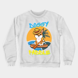 Cute Orange Dog is paddling on a boat Crewneck Sweatshirt